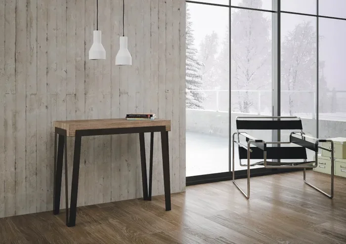 Consolle Allungabile in Legno e Ferro H77x40x90/300cm Rio Premium Rovere Ruggine Folding - immagine 2