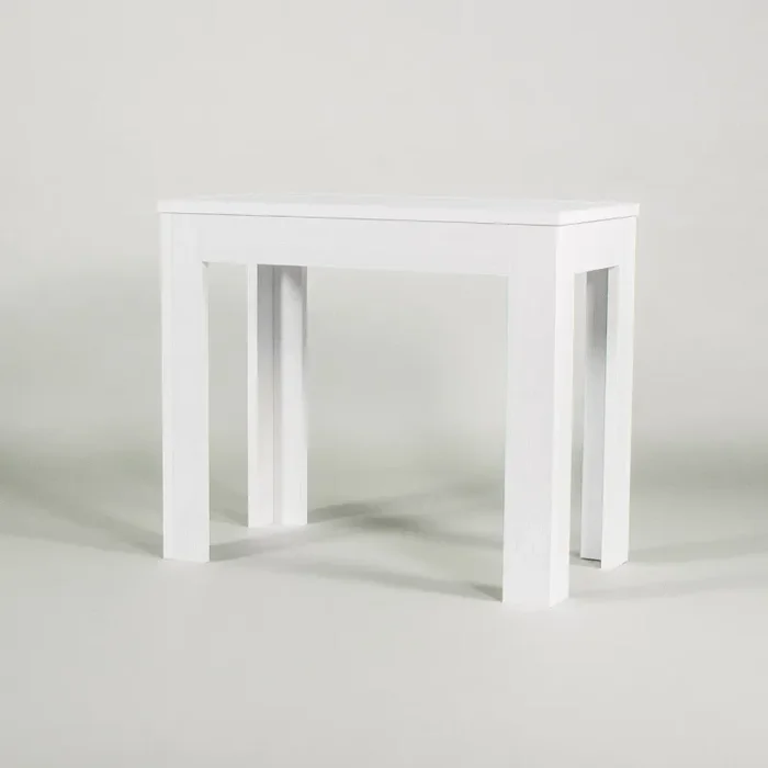 Consolle Allungabile in Legno H76,5x47x90/147cm 2 Allunghe Itamoby Magix Bianco Lucido Classica Moda - immagine 3