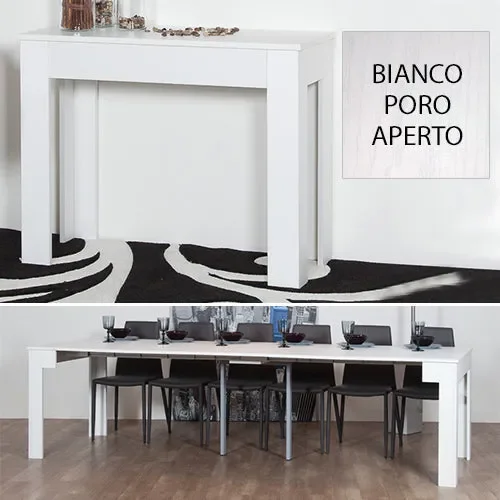 Consolle Tavolo Allungabile 42/302 Cm Bianco Poro Aperto Groupdesign Magic Big