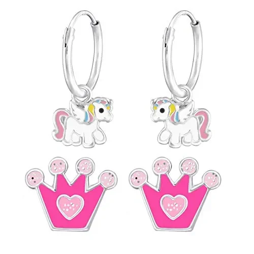 Copie: FIVE-D 2 paia di orecchini a cerchio per bambini a forma unicorno…