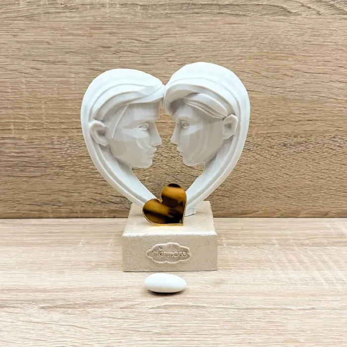 Coppia Innamorati con Base Avorio Orchidea