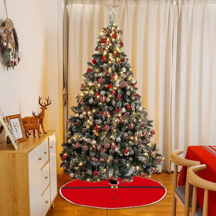Copri base Albero di Natale in Tessuto Rosso cm Ø100 - immagine 2