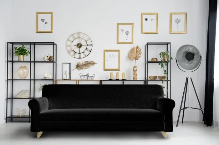 Copridivano 1, 2 E 3 Posti Elasticizzato in Tessuto Nero Vendita calda online - immagine 2