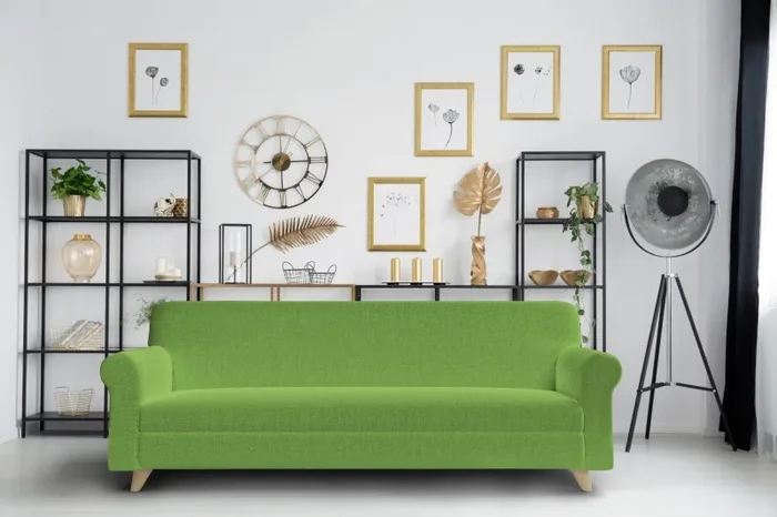 Copridivano 1, 2 E 3 Posti Elasticizzato in Tessuto Verde Mela - immagine 2