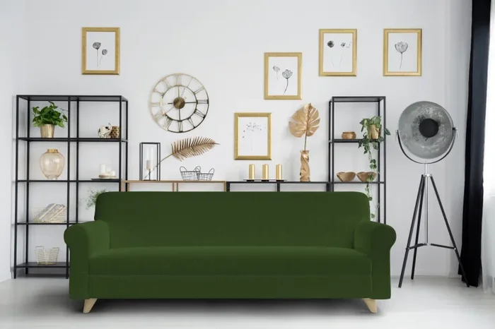 Copridivano 1, 2 E 3 Posti Elasticizzato in Tessuto Verde Scuro Saldi - immagine 2