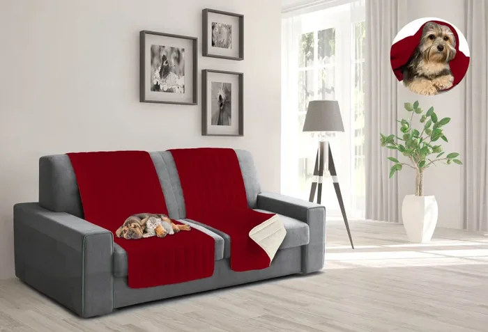 Copridivano a Fascia Doubleface Trapuntato 60x190cm Bordeaux/Panna Fornitura - immagine 2