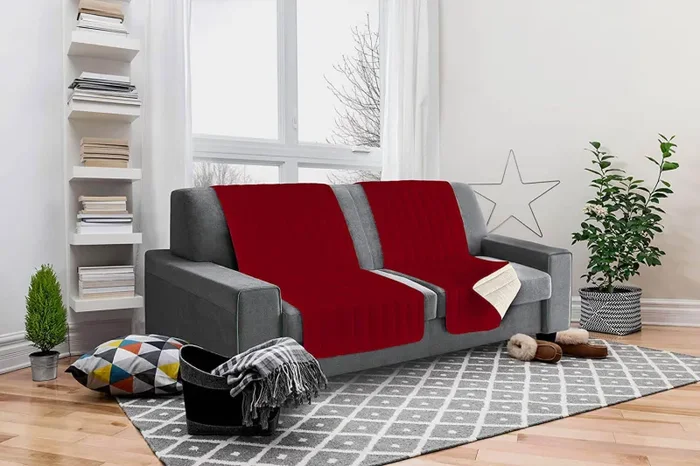 Copridivano a Fascia Doubleface Trapuntato 60x190cm Bordeaux/Panna Fornitura - immagine 3