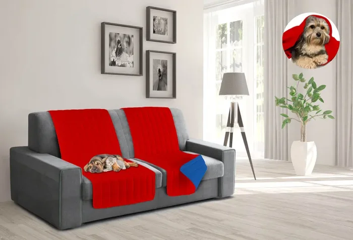 Copridivano a Fascia Doubleface Trapuntato 60x190cm Rosso/Royal Fornitura - immagine 2