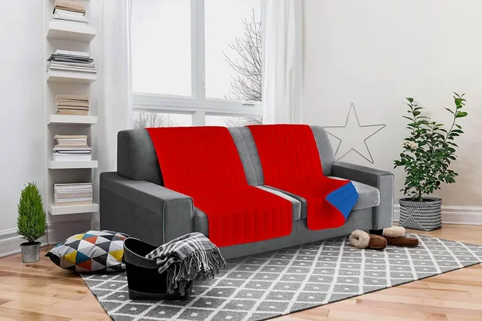 Copridivano a Fascia Doubleface Trapuntato 60x190cm Rosso/Royal Fornitura - immagine 3