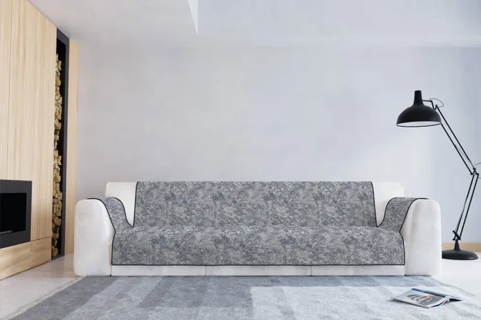 Copridivano con Copri Braccioli in Poliestere e Cotone Blu Scuro Varie Misure - immagine 2