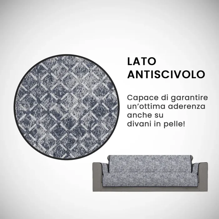 Copridivano con Copri Braccioli in Poliestere e Cotone Blu Scuro Varie Misure - immagine 3