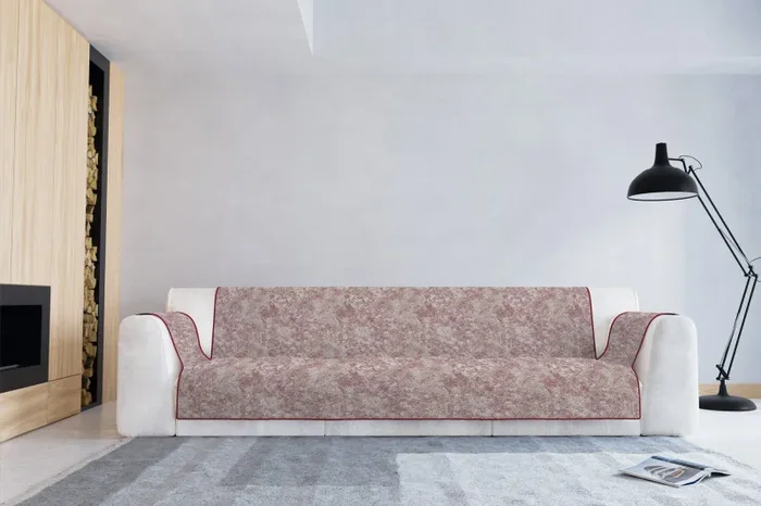 Copridivano con Copri Braccioli in Poliestere e Cotone Bordeaux Varie Misure - immagine 2