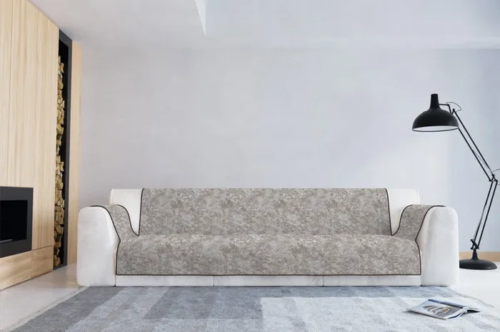 Copridivano con Copri Braccioli in Poliestere e Cotone Marrone Varie Misure Online - immagine 2