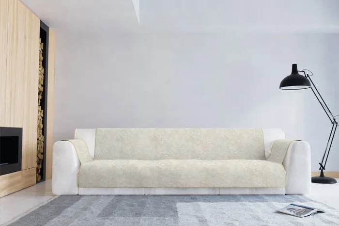 Copridivano con Copri Braccioli in Poliestere e Cotone Panna Varie Misure - immagine 2