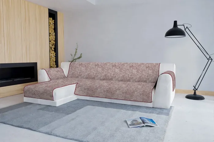 Copridivano con Penisola Sinistra in Poliestere e Cotone Bordeaux Varie Misure Moda - immagine 2