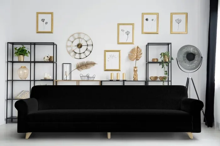 Copridivano Elasticizzato 4 Posti in Poliestere Nero Vendita online - immagine 2