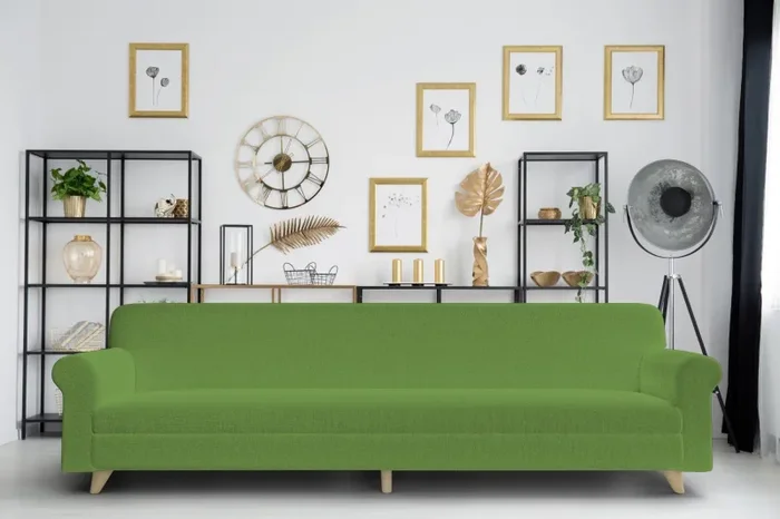 Copridivano Elasticizzato 4 Posti in Poliestere Verde Mela - immagine 2