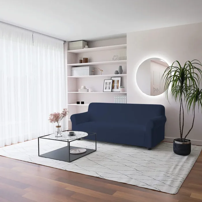 Copridivano Elasticizzato in Poliestere Dahlia Blu Scuro Varie Misure Moda - immagine 2