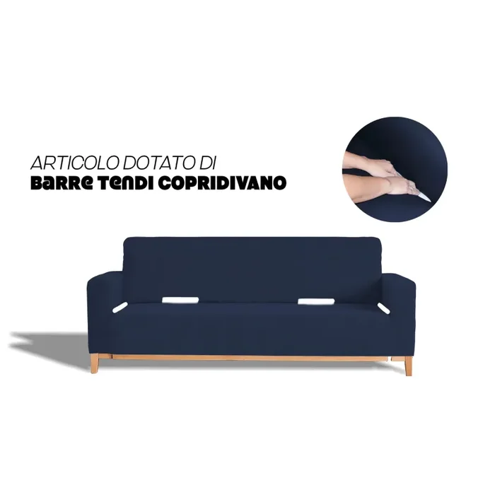 Copridivano Elasticizzato in Poliestere Dahlia Blu Scuro Varie Misure Moda - immagine 3