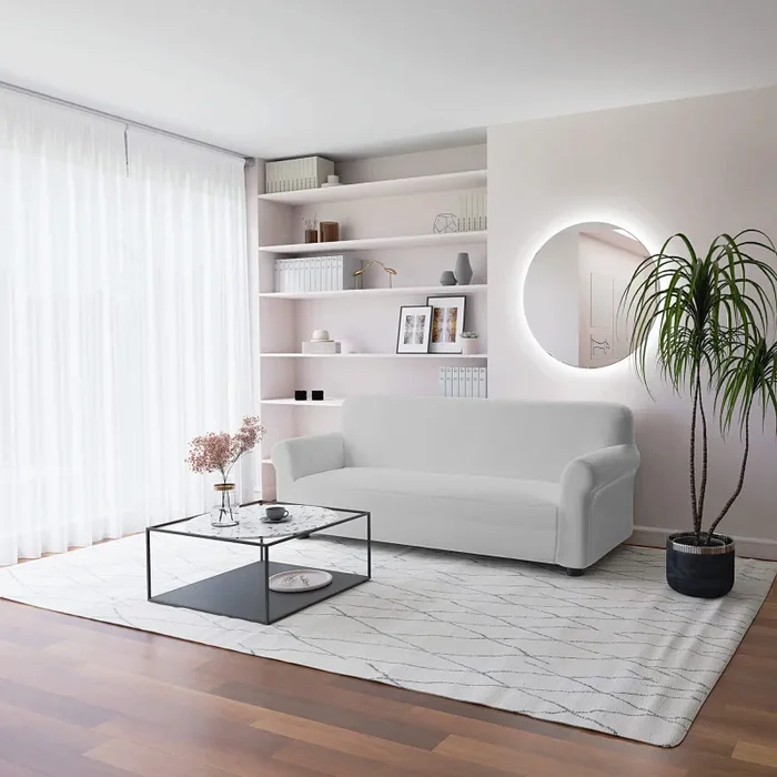 Copridivano Elasticizzato in Poliestere Dahlia Grigio Chiaro Varie Misure - immagine 2