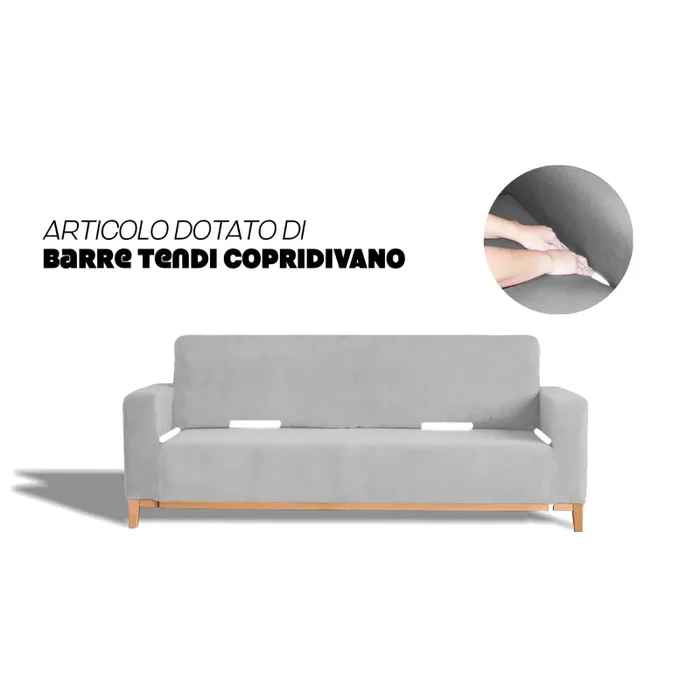 Copridivano Elasticizzato in Poliestere Dahlia Grigio Chiaro Varie Misure - immagine 3