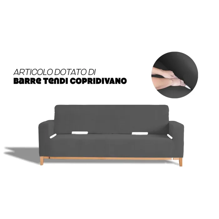 Copridivano Elasticizzato in Poliestere Dahlia Grigio Scuro Varie Misure - immagine 3