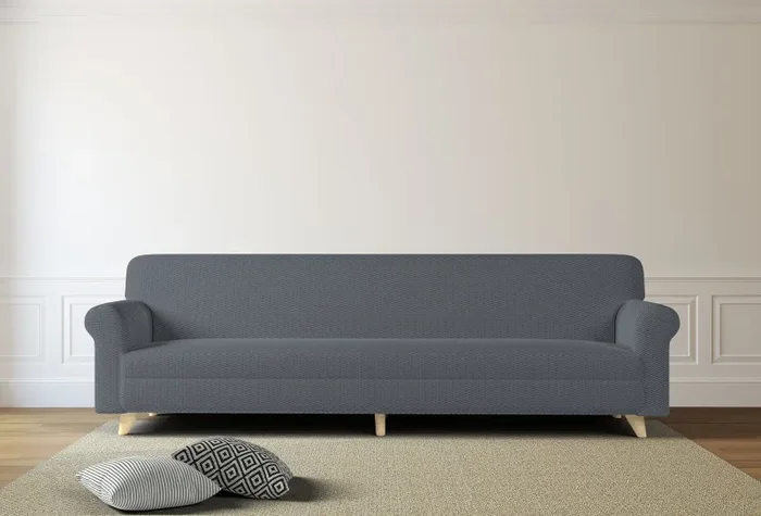 Copridivano Elasticizzato in Poliestere e Cotone Fashionable Grigio Scuro - immagine 2