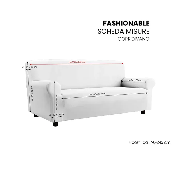 Copridivano Elasticizzato in Poliestere e Cotone Fashionable Grigio Scuro - immagine 3