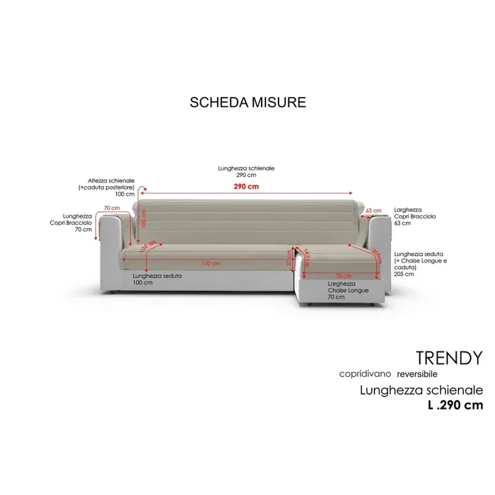 Copridivano Trapuntato con Penisola Destra Seduta in Microfibra Grigio Varie Misure Vendita calda online - immagine 3