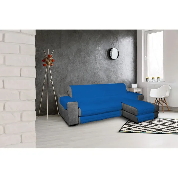 Copridivano Trapuntato in Microfibra con Penisola Destra Blu Royal - immagine 2