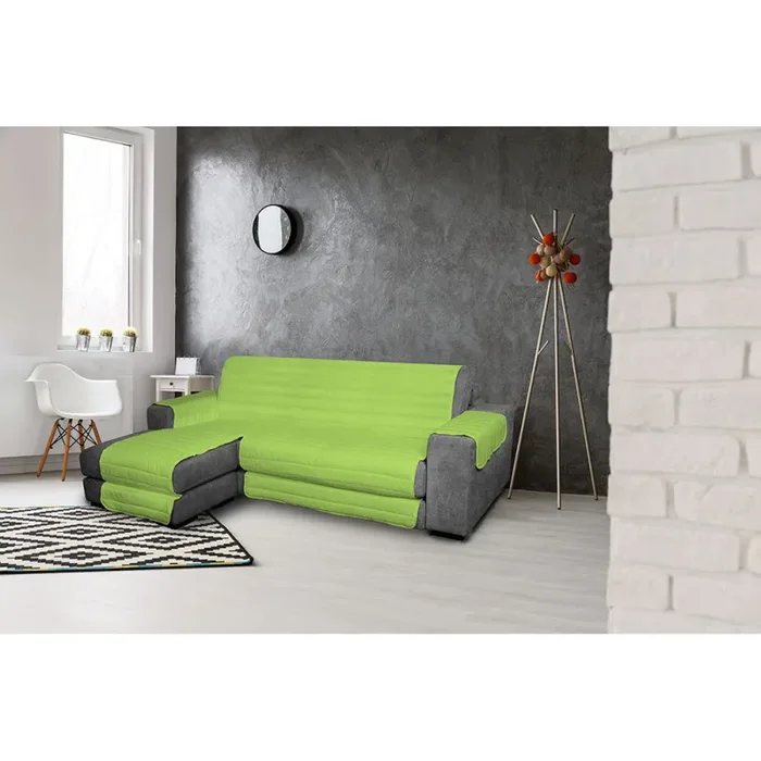 Copridivano Trapuntato in Microfibra con Penisola Sinistra Verde Mela - immagine 2