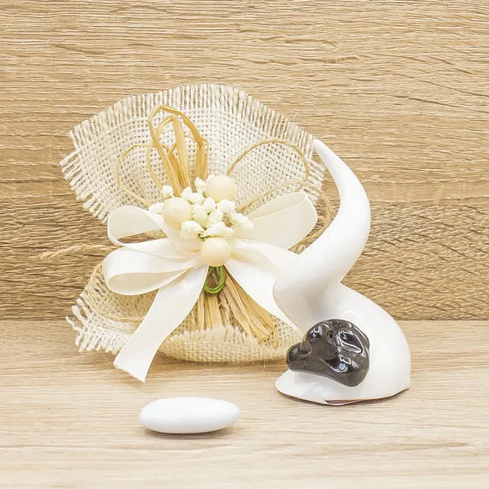 Corno Bianco Piccolo con Maschera Pulcinella Bella Napoli - immagine 2