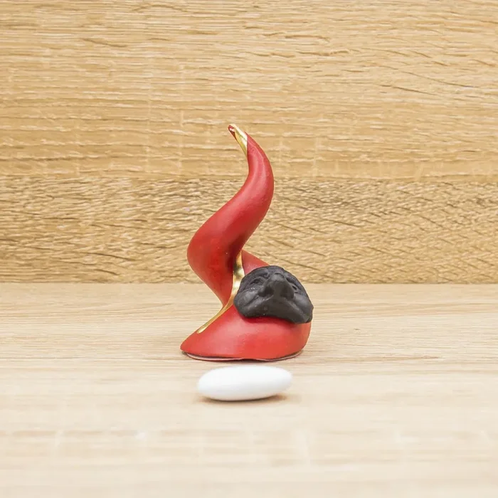 Corno Piccolo Rosso e Oro con Maschera Pulcinella Bella Napoli