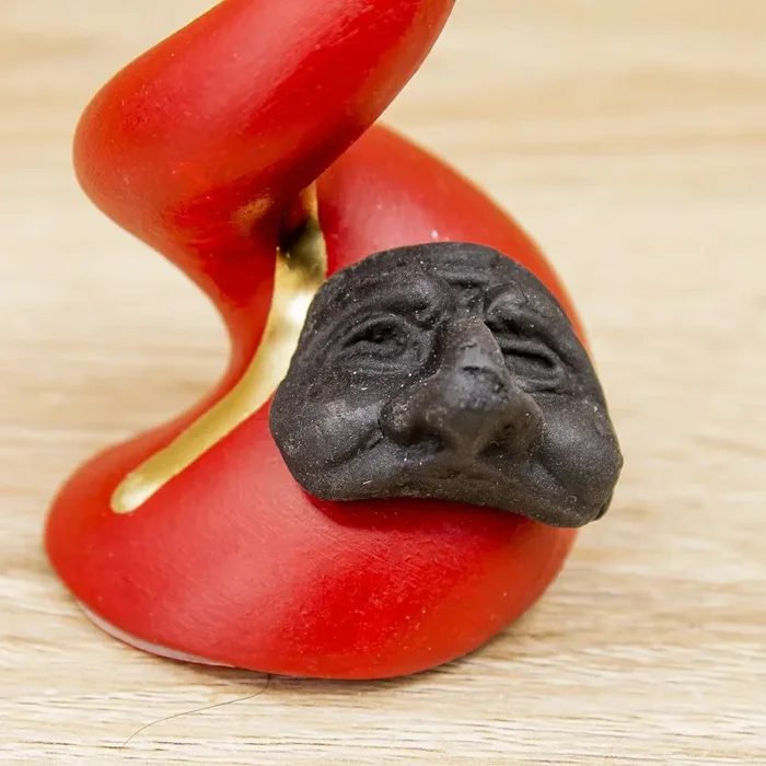 Corno Piccolo Rosso e Oro con Maschera Pulcinella Bella Napoli - immagine 2