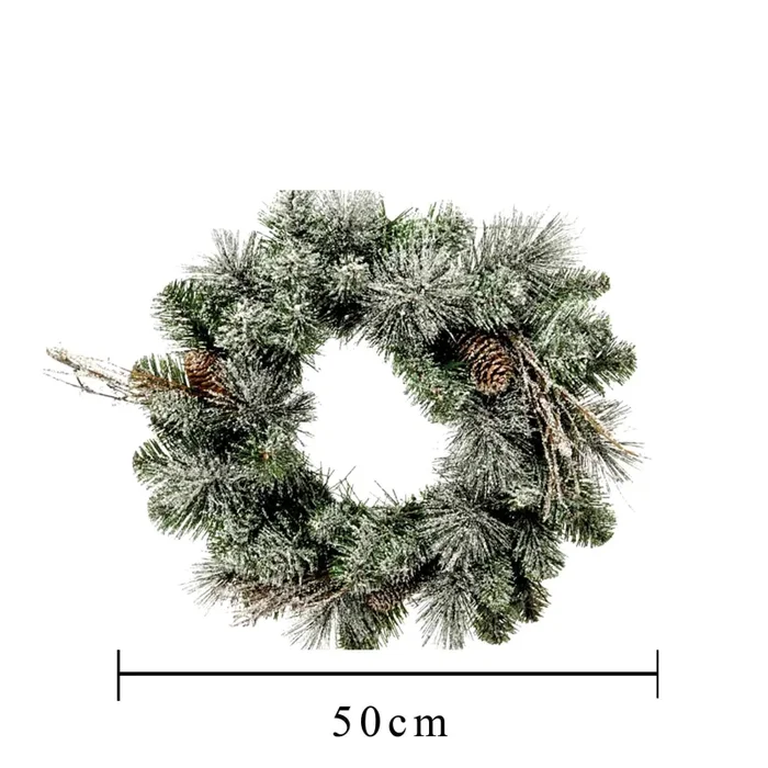 Corona con Neve 88 Tips Ø50 cm Verde - immagine 2