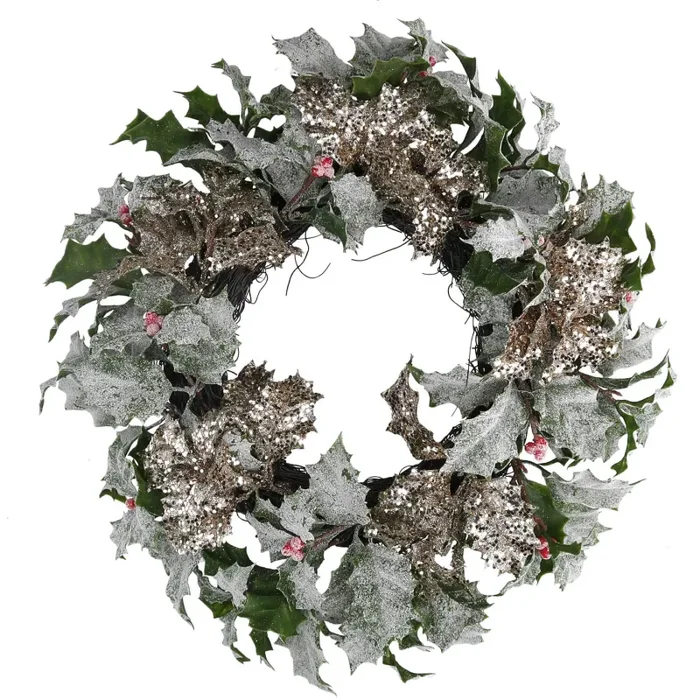 Coroncina con pungitopo oro cm Ø26/40