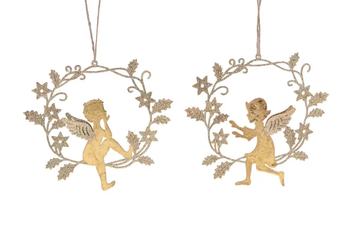 Coroncine 4 Pezzi con Angeli Ø16 cm Oro - immagine 3