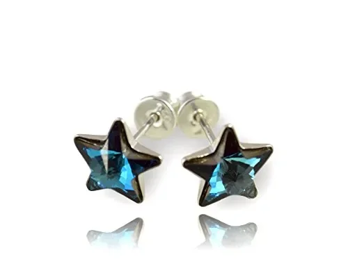 Crystals & Stones, meravigliosi orecchini a stella in argento Bermuda Blue