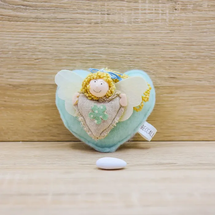 Cuore Verde Profumato, Angioletto e Sacchetto con Rose Beccalli for Life