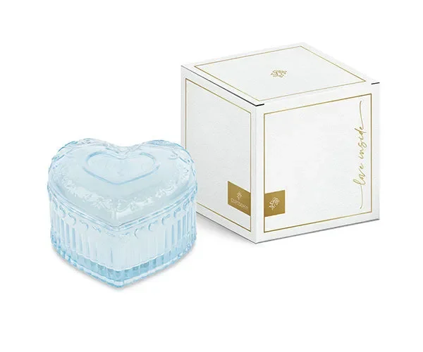 Cupido&Co. Candela Cuore Vetro Celeste Profumata con Scatola