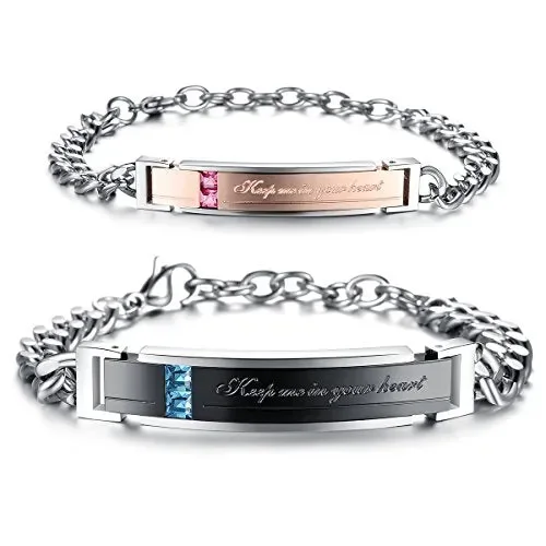 Cupimatch Coppia Lovers Braccialetto Bracciale Acciaio Inossidabile Keep Me…