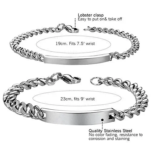 Cupimatch Coppia Lovers Braccialetto Bracciale Acciaio Inox Liscio Regalo… - immagine 2