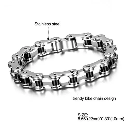 Cupimatch Uomo Braccialetto Bracciale Catena Bici Acciaio Inossidabile Nero… Fornitura - immagine 2