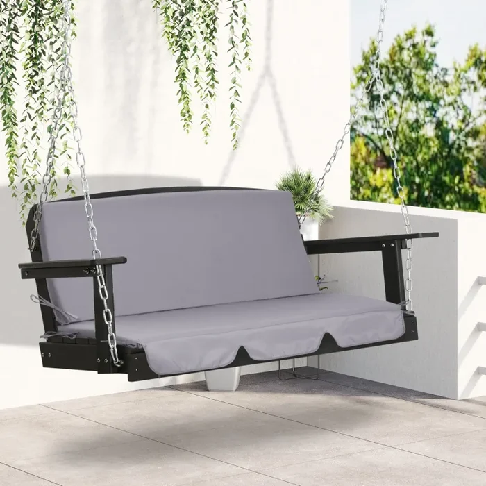 Cuscino per Dondolo da Giardino 130x45x5 cm in Poliestere Grigio - immagine 2