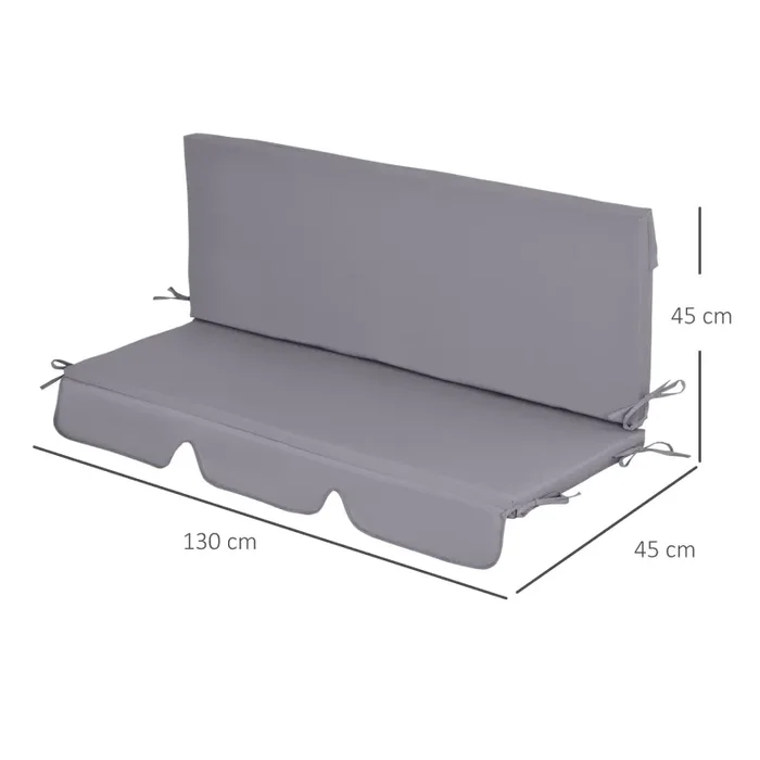 Cuscino per Dondolo da Giardino 130x45x5 cm in Poliestere Grigio - immagine 3