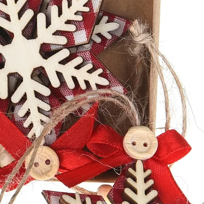 Decori in Legno Assortiti, 48 Pezzi Rosso - immagine 2