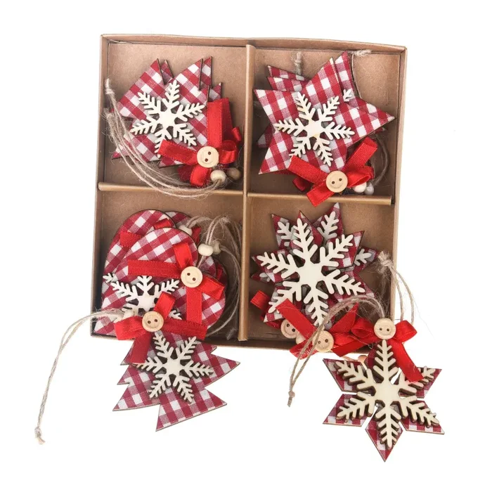 Decori in Legno Assortiti, 48 Pezzi Rosso - immagine 3