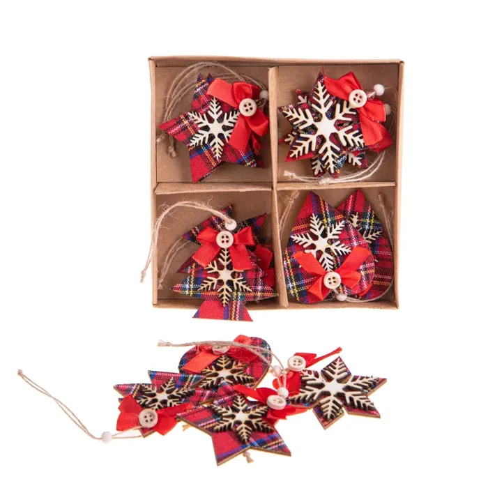 Decori in Legno Assortiti, 48 Pezzi Rosso Online