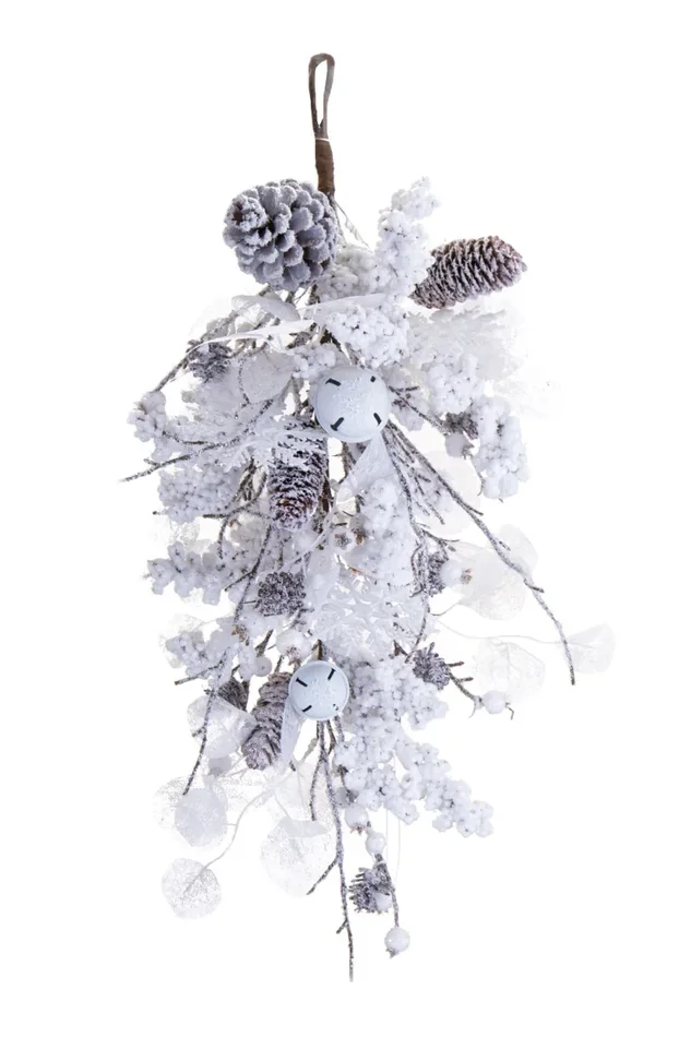 Decoro Natalizio con Lunaria 63 cm Bianco