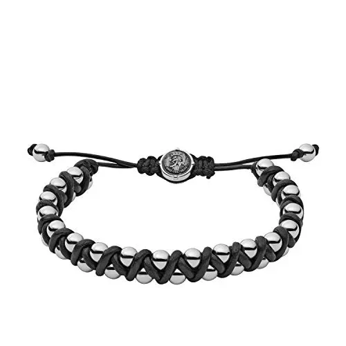Diesel Bracciale da Uomo in Pelle/Acciaio Inossidabile